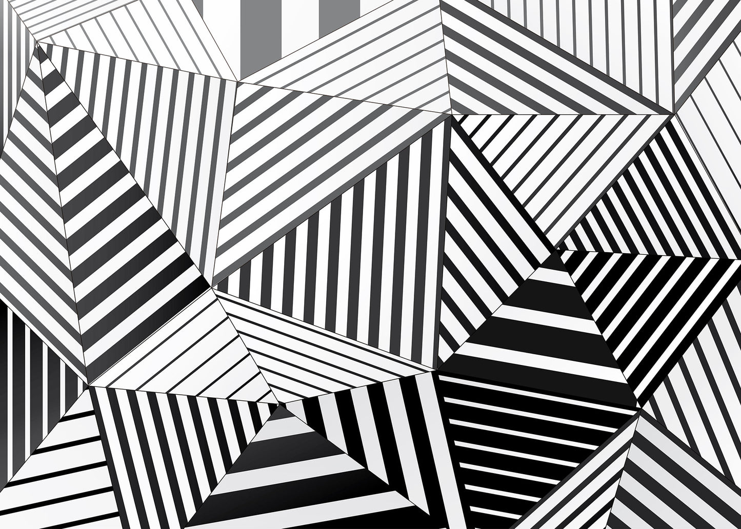 Papier-peint design géométrique Triangles noir et blanc