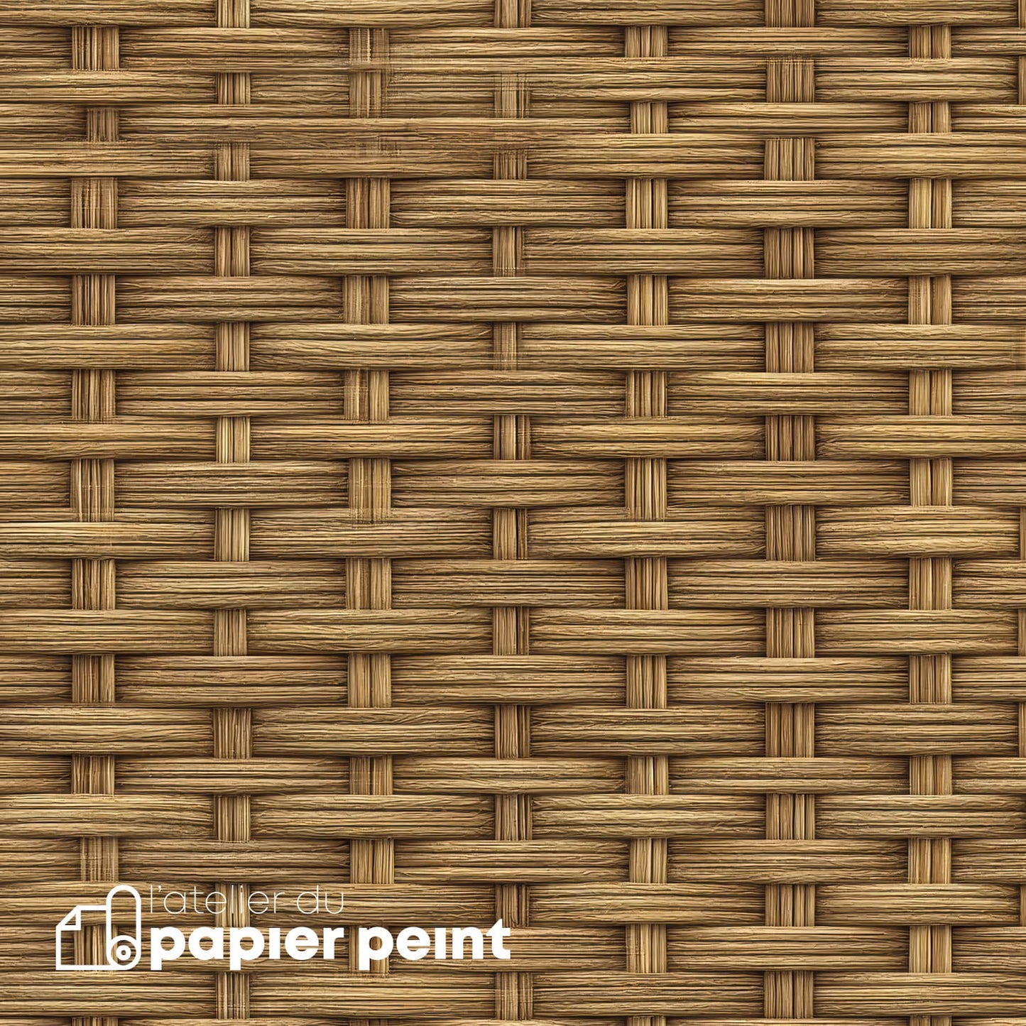 Papier peint effet rotin beige