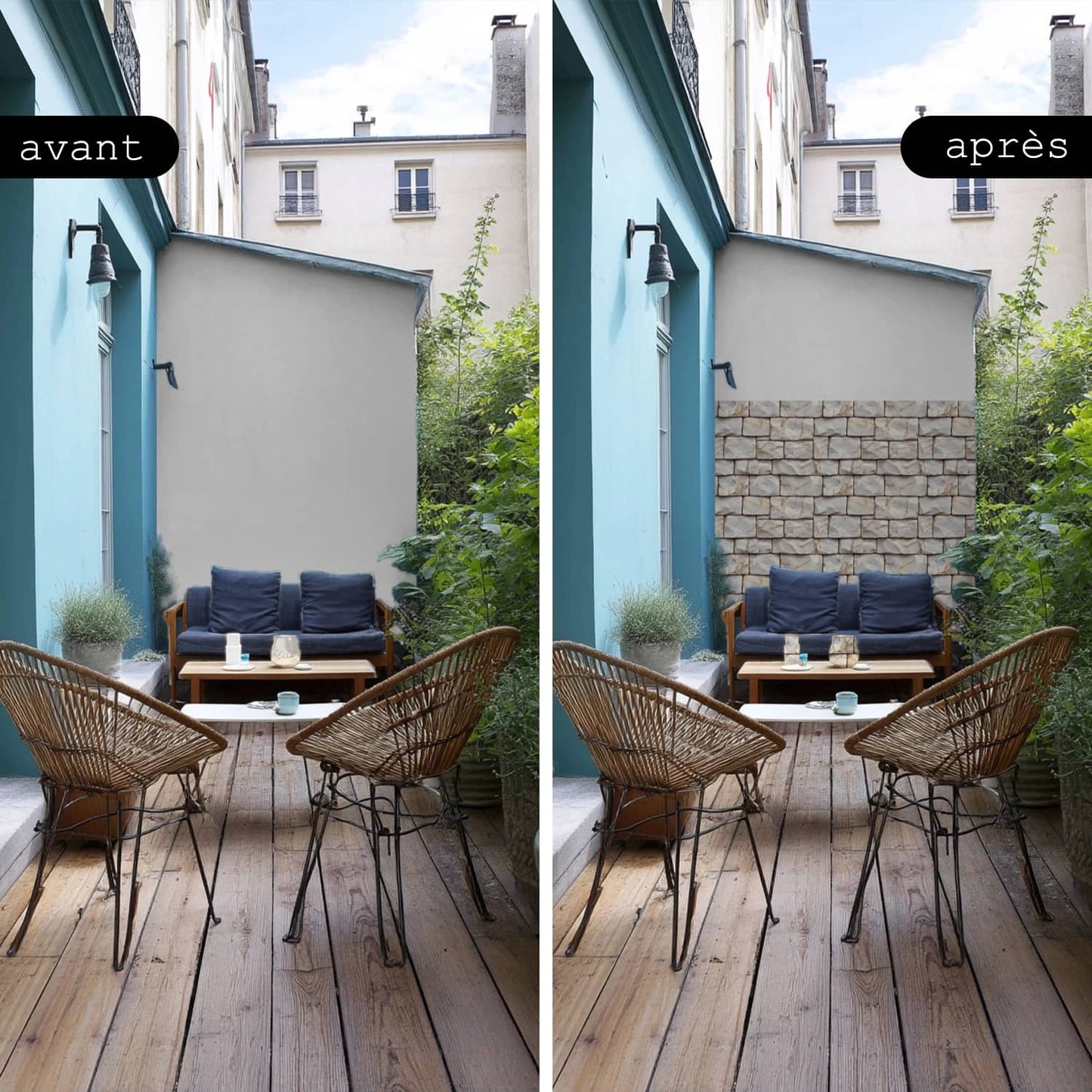 Brise vue effet Mur pierre rustique
